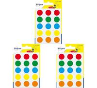 AVERY - Sachet de 90 pastilles autocollantes couleurs assorties, Diamètre 19mm (Lot de 3)