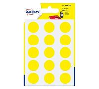 AVERY - Sachet de 90 pastilles jaunes autocollantes. Diamètre 19mm.