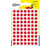 AVERY - Sachet de490 pastilles rouges autocollantes. Diamètre 8 mm.