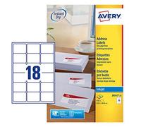 Avery Self Adhesive Address Mailing Labels, Inkjet labels, 18 labels per A4 shee