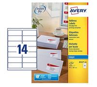 Avery Étiquettes d'adresse autocollantes jet d'encre 14/feuille 1400 pièces