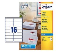 Avery Étiquettes adresse autocollantes 1600 personnalisables blanches 99,1 x 33,9 mm Jet d'encre