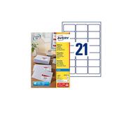 Avery Self Adhesive Address Mailing Labels, Inkjet Printers, 21 Labels per A4 Sh