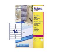 Avery Self Adhesive Clear Address Mailing Labels, Laser Printers, 14 Labels Per