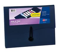 Avery Slide & View 73545 Dossier extensible avec 6 poches, format lettre, 1 chemise bleu marine