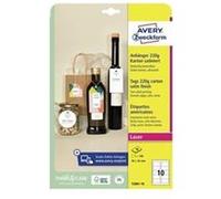 Avery T2001-10 étiquette non-adhésive 100 pièce(s) Blanc Rectangle Blanc G