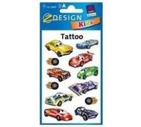 AVERY Zweckform 56685 Lot de 12 tatouages temporaires pour enfants, motif véhicules de course, imperméables, pour anniversaire d'enfant, petit cadeau, jeux de fête et pour jouer (garçons)