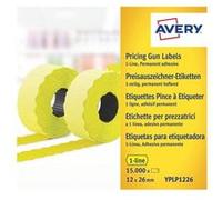 Avery YPLP1226 - Papier - adhésif permanent - perforé - jaune - 26 x 12 mm 15000 étiquette(s) (10 rouleau(x) x 1500) Étiquettes de prix G