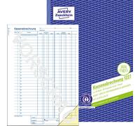 Avery Zweckform 1227, Décompte de caisse recyclé, colonne TVA pour les recettes et les dépenses, A4, recyclé, avec papier bleu, 2x50 feuilles