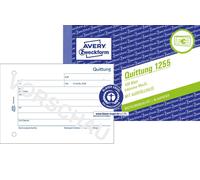 Avery Zweckform 1255, Reçu recyclé TVA incluse, A6 horizontal, papier recyclé, 100 feuilles