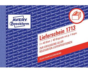 AVERY Zweckform 1713 Lot de 2 x 40 feuilles autocopiantes pour l'Autriche Format A6 Blanc et jaune