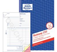 Avery Zweckform® 1731 Facture, DIN A5, autocopiante, 3 x 40 feuilles, blanc, jaune, rose