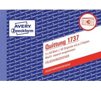 Avery Zweckform® 1737 1737 Reçu TVA indiquée séparément - A6 horizontal, SD, infalsifiable, 3 x 40 feuilles, blanc, jaune, rose