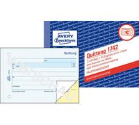 Avery Zweckform 1742, Reçu micro-entrepreneur sans TVA, A6 horizontal, autocopiant, 2x40 feuilles