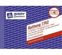Avery Zweckform® 1742 Reçu petit entrepreneur, 1ère et 2ème feuille imprimée, SD, DIN A6 horizontal, 2x40 feuilles