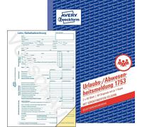 Avery Zweckform 1753, Avis de vacances/d'absence, A5, autocopiant, 2x40 feuilles