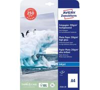 Avery Zweckform 2556-20 Papier photo jet d'encre premium, DIN A4, couché une face - brillant, 250 g/m², 20 feuilles
