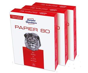 AVERY Zweckform 2575 Lot de 3 feuilles de papier pour imprimante et photocopieur, 80 g/m², format A4, pour toutes les imprimantes, blanc