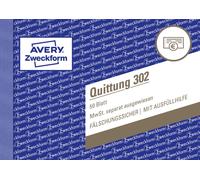 Avery Zweckform® 302 302 Reçu TVA indiquée séparément - A6 horizontal, MP, infalsifiable, 50 feuilles, blanc