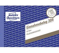 Avery Zweckform® 304 304 Titre de recette, DIN A6 horizontal, infalsifiable, 50 feuilles, vert
