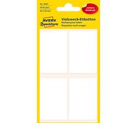 Avery Étiquettes autocollantes 3087 – Blanc, rectangle 54 x 35 mm, permanent, 24 pièces