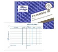 AVERY Zweckform 309 Receveur de réservation (A6quer, microperforé, testé par des experts juridiques, pour l'Allemagne, pour une comptabilité sans failles, avec compte T, texte de réservation avec