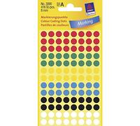 Avery Zweckform 3090 Pastilles de couleurs adhésives diamètre 8 mm, 4 feuilles, 416 étiquettes, couleurs assorties