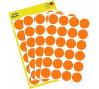 Avery Zweckform 3173, Points de repère, ? 18 mm, 96 points de repère / 4 feuilles, orange fluo