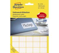 Avery Zweckform® 3318 3318 Étiquettes universelles - 22 x 18 mm, blanc, 1 200 étiquettes/30 feuilles, permanentes