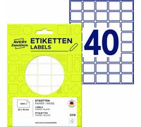 Avery Zweckform 3318, Étiquettes multi-usages, 22 x 18 mm, 1 200 étiquettes / 30 feuilles, blanc