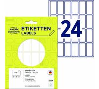 Avery Zweckform 3324, Étiquettes multi-usages, 38 x 18 mm, 648 étiquettes / 27 feuilles, blanc