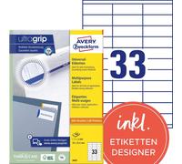 Avery Zweckform 3421 Étiquettes universelles, 70 x 25,4 mm, 100 feuilles/3 300 étiquettes, blanc