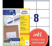 Avery Zweckform 3426 Étiquettes universelles, 105 x 70 mm, Convient pour Deutsche Post INTERNETMARKE, 100 feuilles/800 étiquettes, blanc