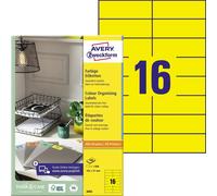 Avery Zweckform 3455 Étiquettes de couleur, A4, 105 x 37 mm, 100 feuilles/1 600 étiquettes, jaune