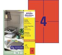 Avery Zweckform 3456 Étiquettes de couleur, A4, 105 x 148 mm, 100 feuilles/400 étiquettes, rouge