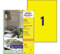 Avery Zweckform 3473 Étiquettes de couleur, A4, 210 x 297 mm, 100 feuilles/100 étiquettes, jaune