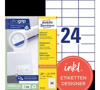 Avery Zweckform 3474-200 Étiquettes universelles, A4 avec ultragrip, étiquettes d'adresse 70 x 37 mm, blanc