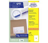 Avery Zweckform Étiquettes A4 210 x 297 mm adhésif permanent blanc 100 pcs
