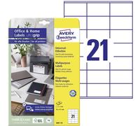 Avery Zweckform 3481-10 Etiquette universelles 70 x 41 mm papier blanc 210 pc(s) fixation permanente imprimante laser couleur, imprimante laser