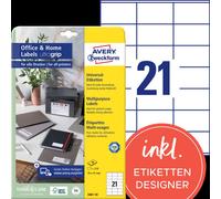 Avery Zweckform 3481-10 Étiquettes, Home Office, petit paquet, A4 avec ultragrip, étiquettes d'adresse 70 x 41 mm, blanc