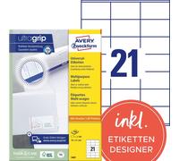 Avery Zweckform 3481 Étiquettes universelles, A4 avec ultragrip, étiquettes d'adresse 70 x 41 mm, blanc
