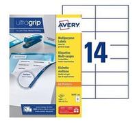 Avery Étiquettes autocollantes 3653 Multiusage/copieur, Blanc, 14 étiquettes/feuille A4