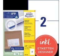Avery Zweckform 3655-200 Étiquettes universelles, A4 avec ultragrip, 210 x 148 mm, blanc