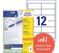 Avery Zweckform 3659-200 Étiquettes universelles, A4 avec ultragrip, étiquettes d'adresse 97 x 42,3 mm, blanc