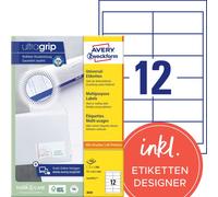 Avery Zweckform 3659 Étiquettes universelles, 97 x 42,3 mm, Convient à la Deutsche Post INTERNETMARKE, 100 feuilles/1 200 étiquettes, blanc
