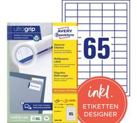 Avery Zweckform 3666-200 Étiquettes universelles, A4 avec ultragrip, 38 x 21,2 mm, blanc