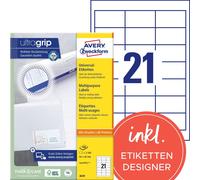 Avery Zweckform 3670 Étiquettes universelles, A4 avec ultragrip, étiquettes d'adresse 64 x 36 mm, blanches