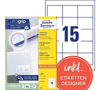 Avery Zweckform 3672 Étiquettes universelles, A4 avec ultragrip, étiquettes d'adresse 64 x 50 mm, blanc