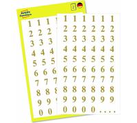 Avery Zweckform 3728, Étiquettes de chiffres, 85 x 160 mm, 120 autocollants / 2 feuilles, or