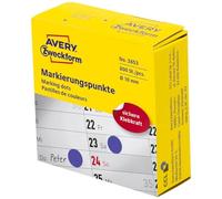 Avery Pastilles adhésives 3853 Ø 10 mm bleu fixation permanente papier 800 pcs